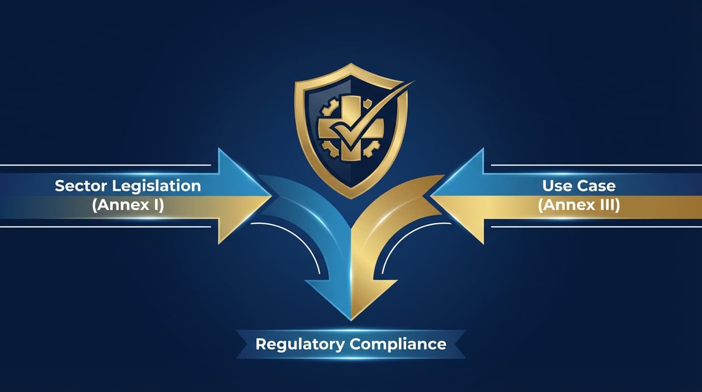 EU AI Act high-risk classification routes — Annex I sector legislation and Annex III use case both apply to AI medical devices